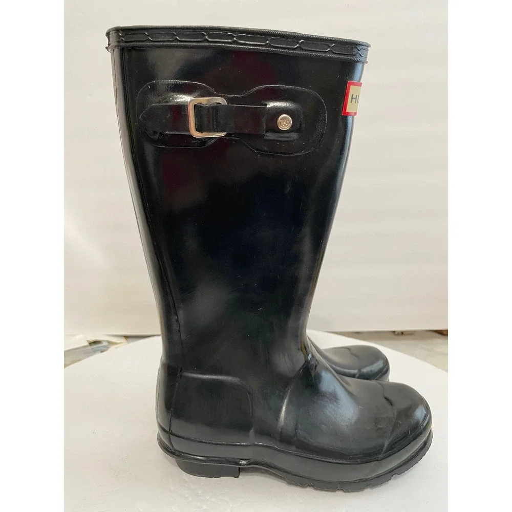 Hunter Original Kids Gloss Black Waterproof Rain Boots W23991 2b US 13‎ UK 32 EU